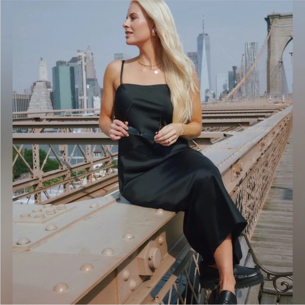 Abercrombie x Kathleen Post Satin Slip Midi Dress - Picture 2 of 8